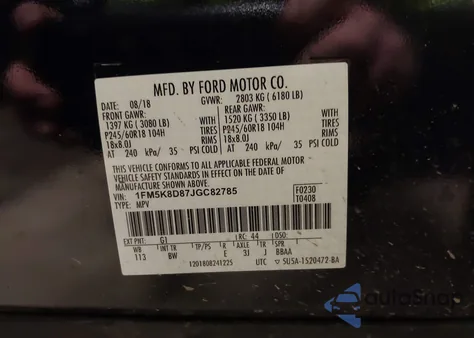 2018 Ford Explorer Xlt z USA, uszkodzony, nr VIN 1FM5K8D87JGC82785